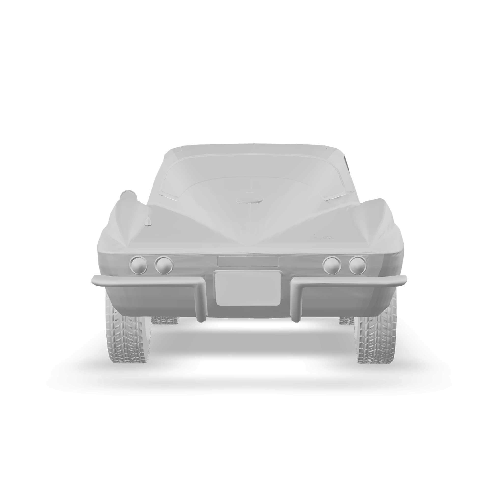 Rear 3D render of the Corvette