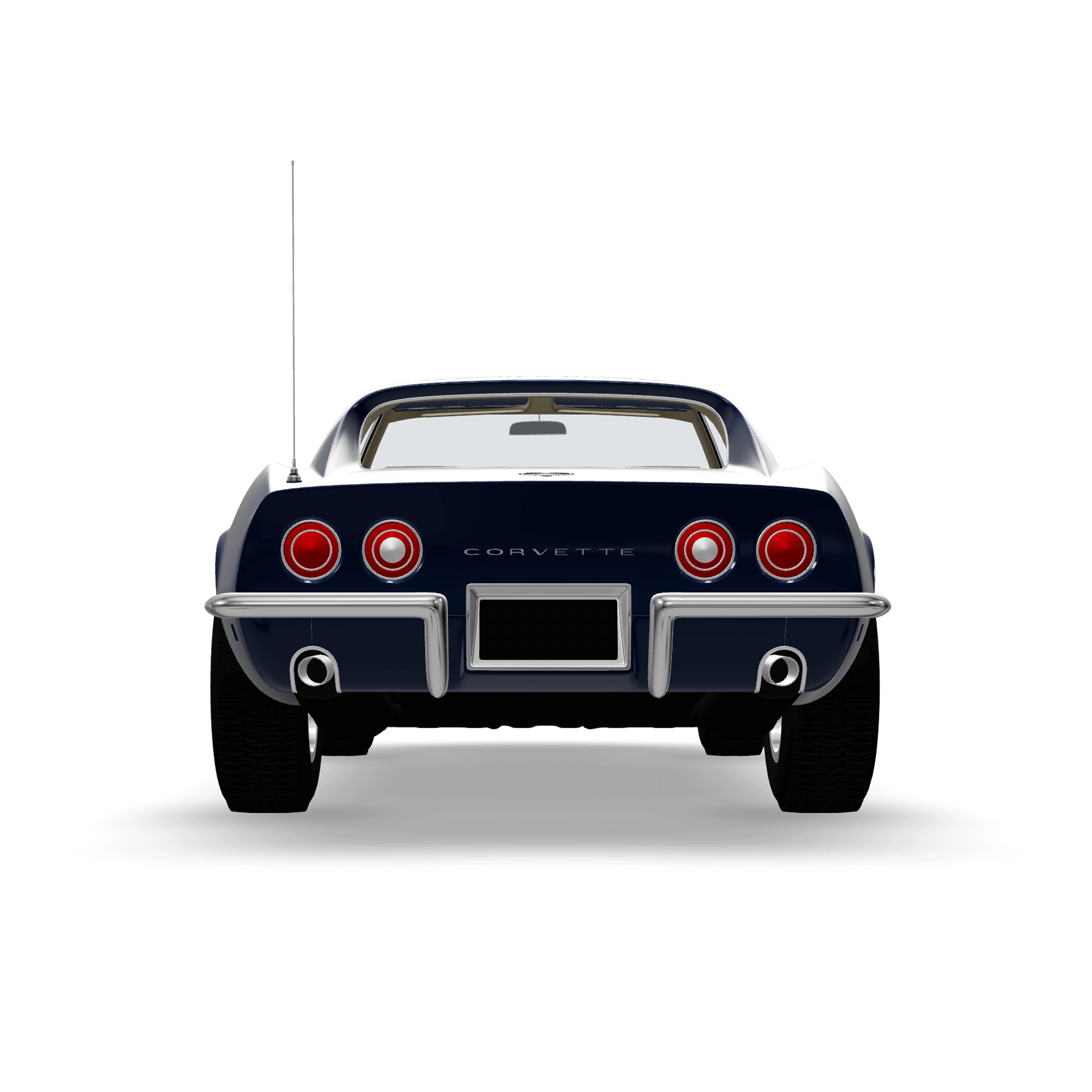 Rear 3D render of the Corvette