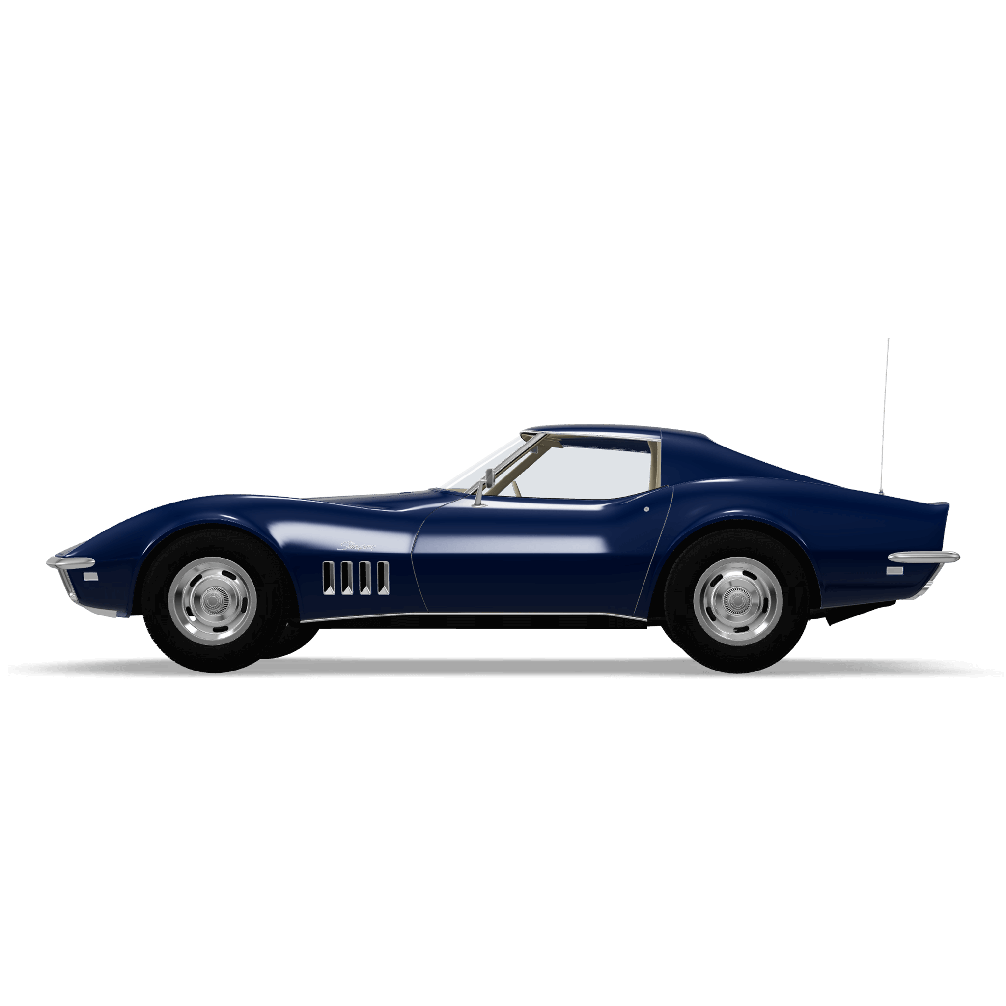 Side 3D render of the Corvette