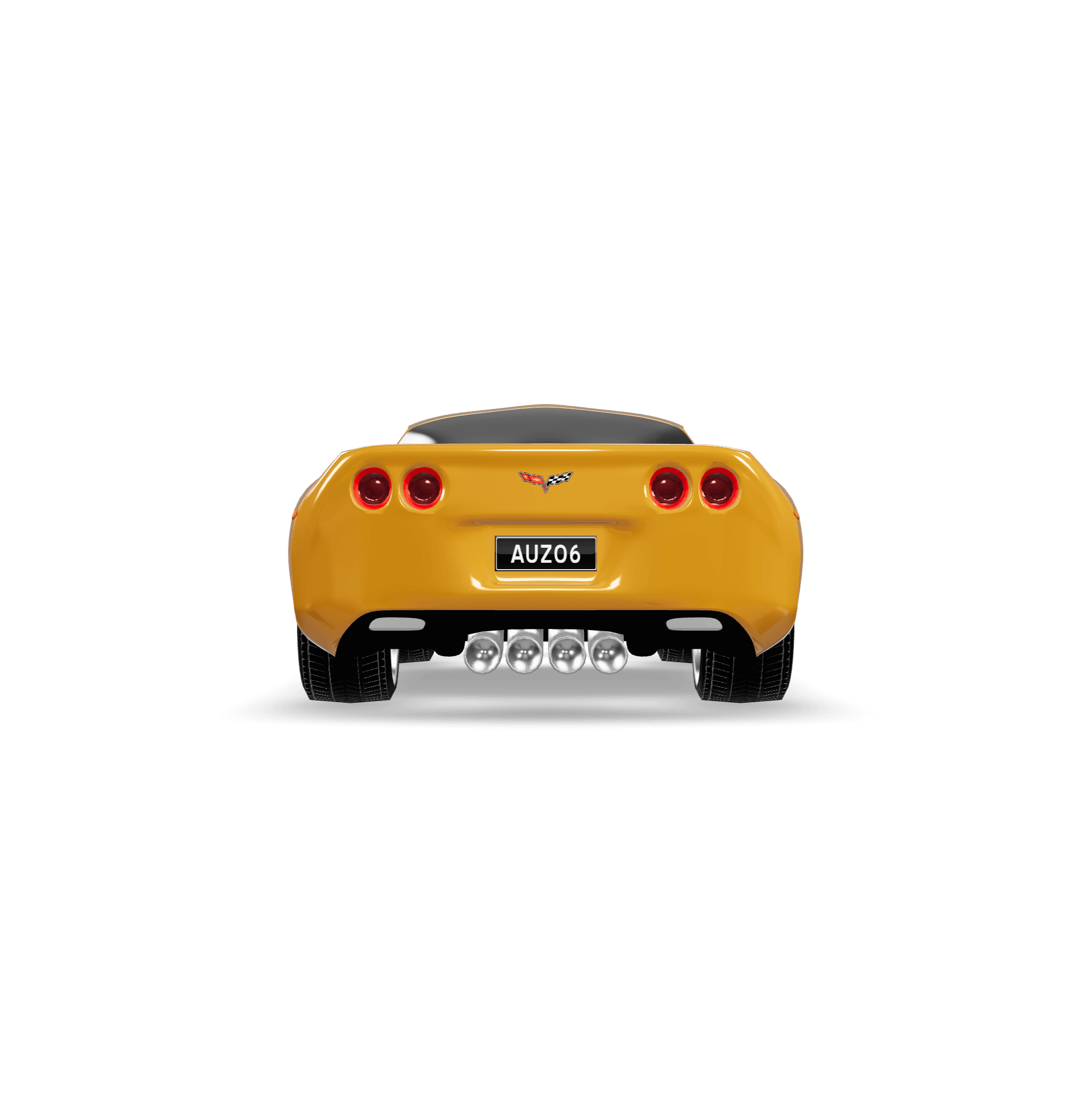 Rear 3D render of the Corvette