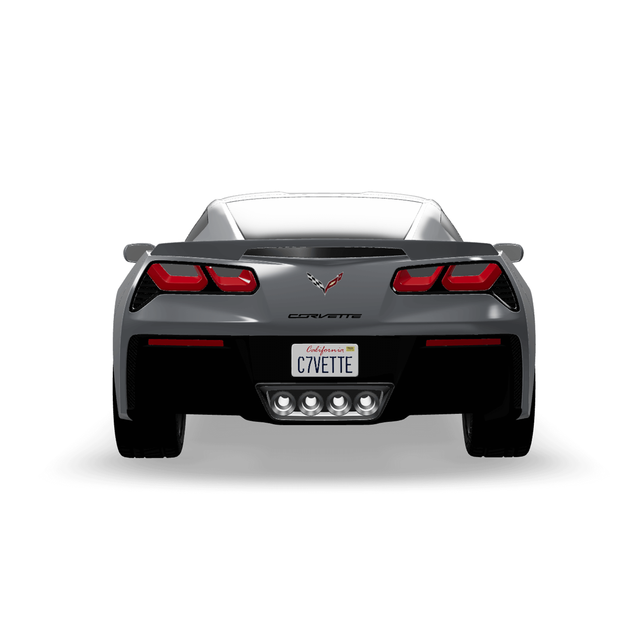 Rear 3D render of the Corvette